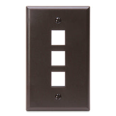Leviton 41080-3BP QuickPort Wallplate, Single Gang, 3-Port, Brown