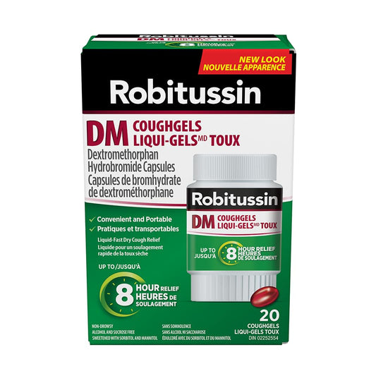 Robitussin DM Coughgels, Alcohol Free Liqui-Gels, 20 Count