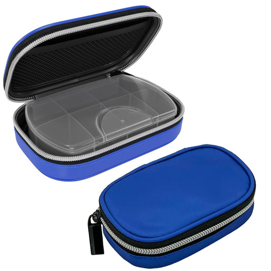 EZY DOSE Soft Sided Pill Case, Features Zippered Pouch, Easy to Use Design, Perfect for Travel and Daily Usage, 8-Comparments, BPA Free, Blue