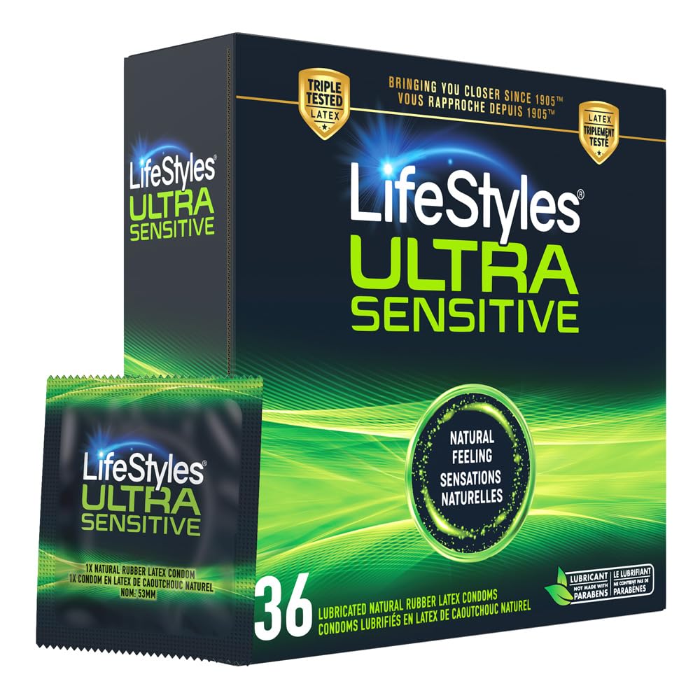 LifeStyles Ultra-Sensitive Condoms – 36 Count – Natural-Feeling, Lubricated Latex Condoms