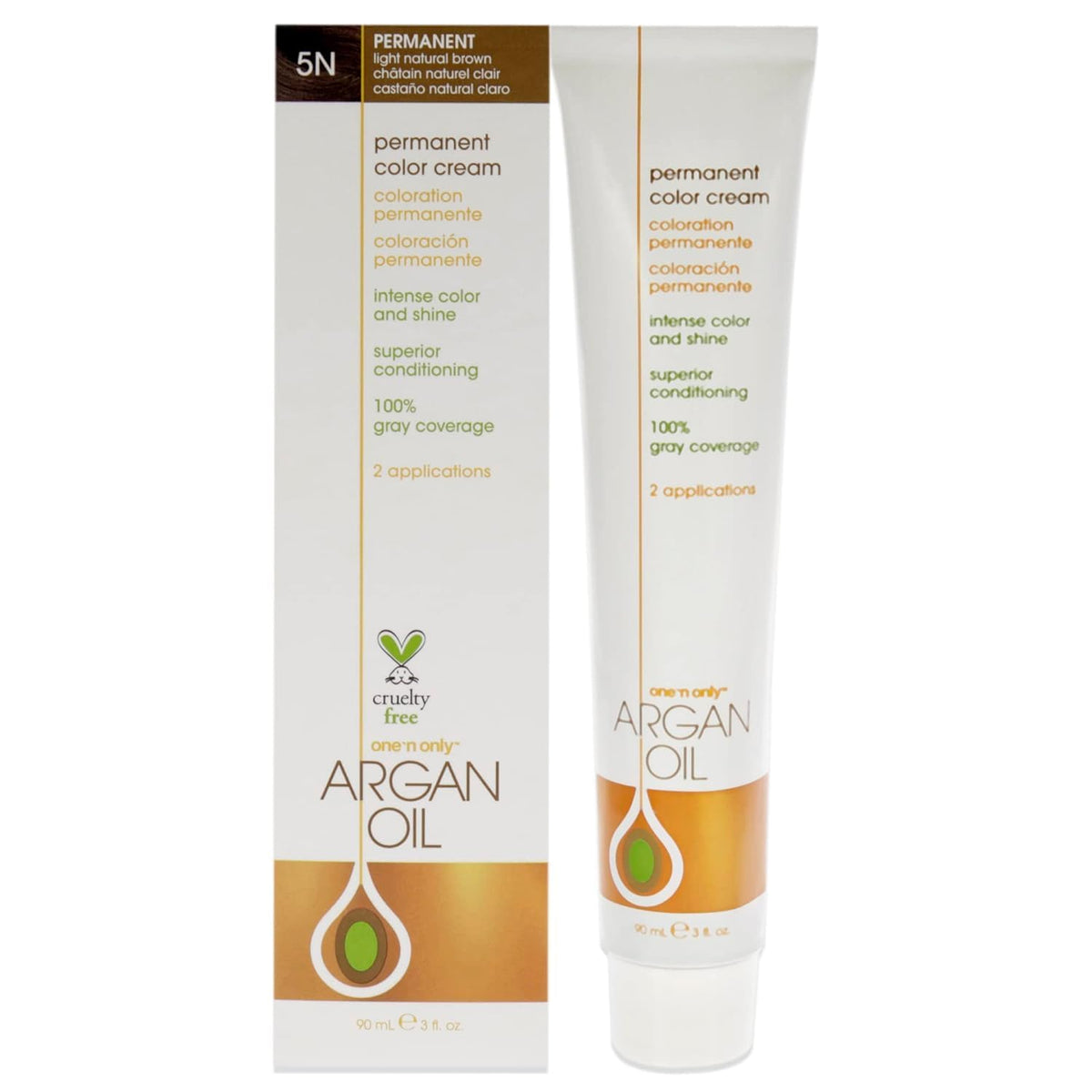 One n' Only One n Only Argan Oil Permanent Color Cream - 5N Light Natural Brown Hair Color Unisex 3 oz