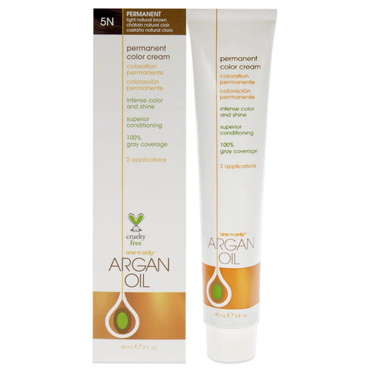 One n' Only One n Only Argan Oil Permanent Color Cream - 5N Light Natural Brown Hair Color Unisex 3 oz