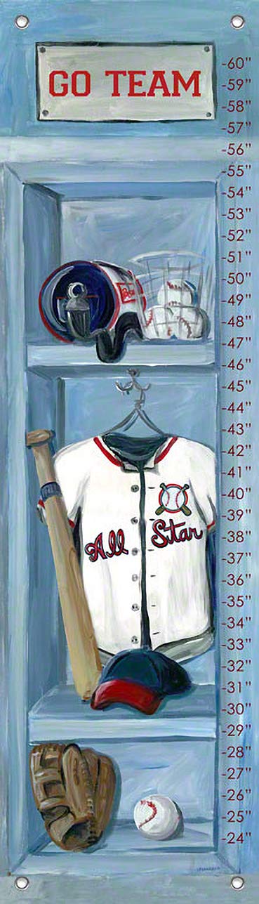 Oopsy Daisy Baseball Locker Growth Chart by Jones Segarra, 12 by 42-Inch