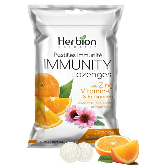 Herbion Naturals Immunity Lozenges with Zinc, Vitamin-C & Echinacea, Source of Antioxidants Helps Maintain & Support Immune System, Promote Good Health for Adults & Kids 6+, 25 CT, Orange Flavour.