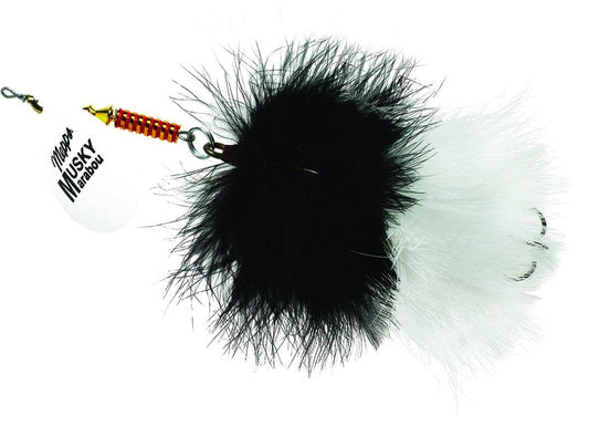 Mepp's Musky Marabou, hot White-Black,White (MM7T HW-BW)