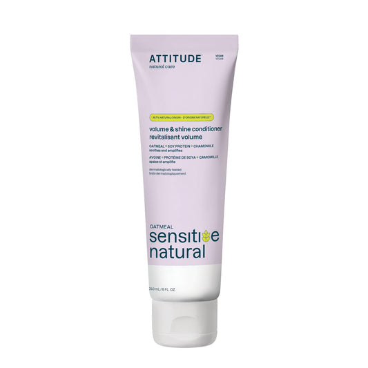 ATTITUDE Volume and Shine Hair Conditioner for Sensitive Dry Scalp, Made in Canada, For Thin Hair, Soothing Oat, Naturally Derived Ingredients, Dermatologically Tested, Vegan Detangler, 240 mL