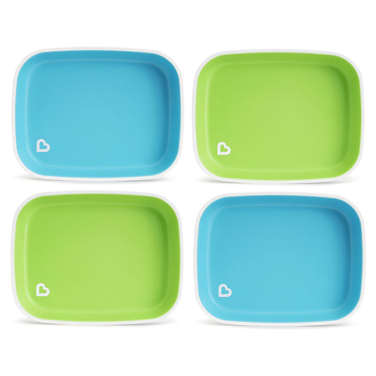 Munchkin Splash Toddler Plates, 4 Pack, Blue/Green
