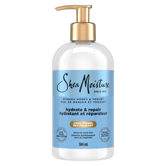 SheaMoisture Manuka Honey & Yogurt Hydrate & Repair Conditioner for Damaged Wavy & Curly hair with Mafura & Baobab Oils 384mL