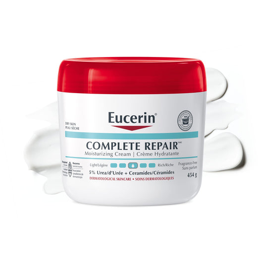 EUCERIN Complete Repair Moisturizing Cream, Face and Body Cream for Dry Skin, 5% Urea Cream, Ceramide Cream, Dry Skin Cream Body Moisturizer, Fragrance Free, Non-Greasy, Dermatological Skin Care, 454g