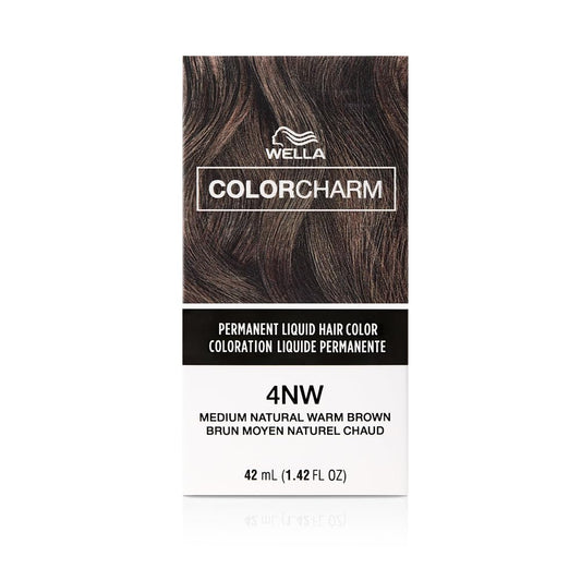 WELLA Color Charm Permanent Liquid Hair Color for Gray Coverage, 4NW Med Natural Warm Brown