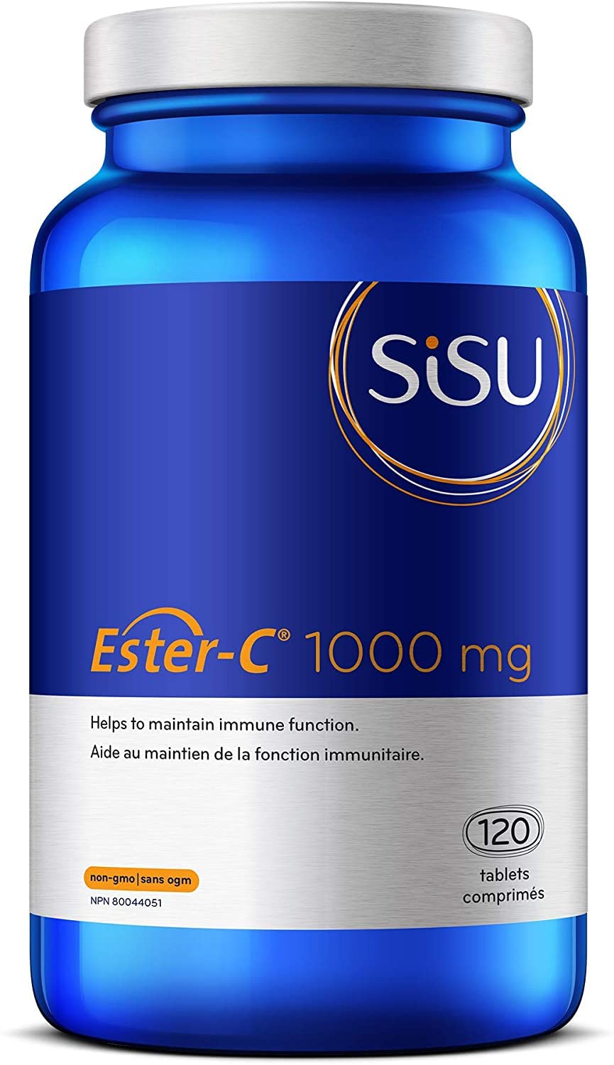 Sisu Ester-C 1000mg 120 Tablets, 24-hour Immune Support, Less Acidic, Better Absorbed & Retained Than Other Forms of Vitamin C, 120 T, Vegan, Non-GMO, Gluten Free, Dairy Free, Soy Free