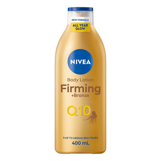 NIVEA Q10 Firming + Glow Body Lotion | Firmer-Feeling Skin | Gradual Tanning Lotion without sun exposure |Firming Body Lotion | Daily Moisturizer | For all skin types | 400mL