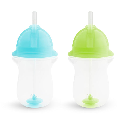 Munchkin Any Angle Weighted Straw Blue and Green Cup, 2 Count