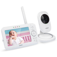 VTech Vm5251 5" LCD Video Baby Monitor with Camera and Audio, Night Vision, Two-Way Communication, 1000 Ft Range, 9 Sound Indicator, Soothing Sounds and Lullabies, No WiFi