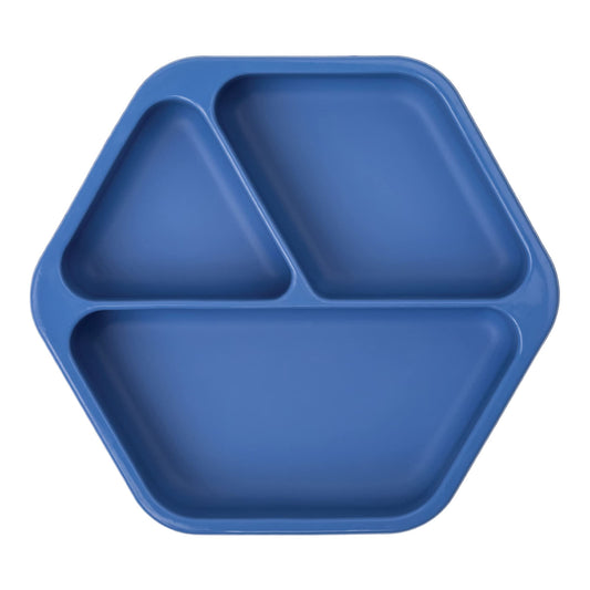 Tiny Twinkle Silicone Suction Baby Plate, Suction Grip Divided Dish for First Foods and Self-Feeding, 6-24 Months, Baby Led Weaning Supplies for Independent Eating (Blue, Plate)