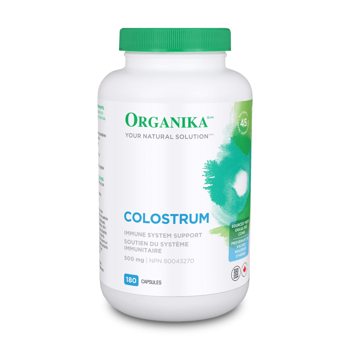 Organika Canadian-Made Colostrum (Bovine)- Immune Support, Grass-Fed- 180caps