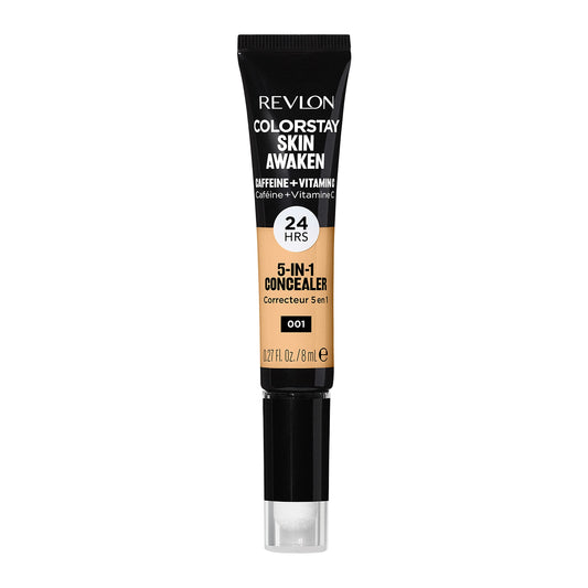 Revlon ColorStay Skin Awaken 5-in-1 Concealer, Lightweight, Creamy Longlasting Face Makeup with Caffeine & Vitamin C, For Imperfections, Dark Circles & Redness, 001 Universal Neutralizer, 0.27 fl oz/ 8ml