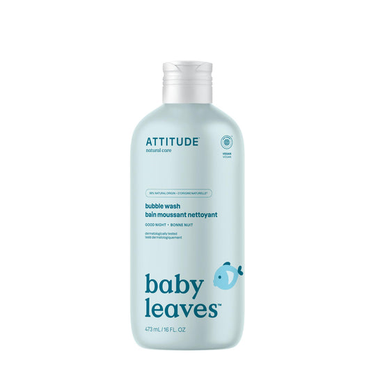 ATTITUDE Bubble Bath and Body Wash for Baby, Made in Canada, EWG Verified, Dermatologically Tested, Plant- and Mineral-Based Ingredients, Vegan and Cruelty-free, Good Night, 473 mL