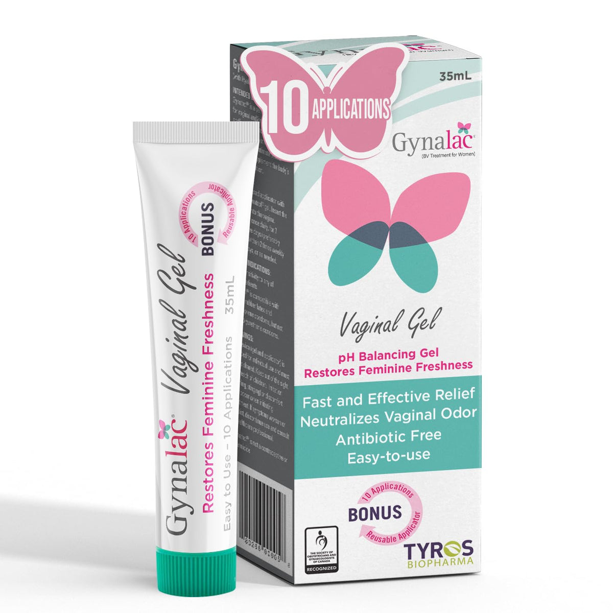Gynalac BV Treatment for Women - Fast & Effective Bacterial Vaginosis Treatment for Women - Clinically Proven Odor Relief, Restores pH, Long Lasting Moisturizing, Antibiotic Free, Easy to Use
