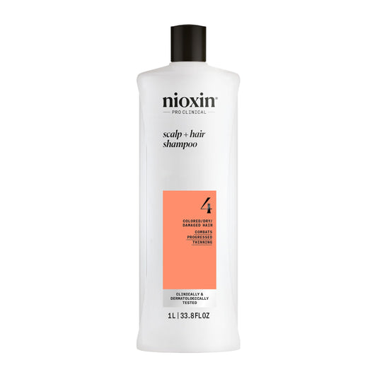 Nioxin System 4 Scalp + Hair Shampoo - Hair Thickening Shampoo For Damaged Hair with Progressed Thinning, 33.8 fl oz (Packaging May Vary)