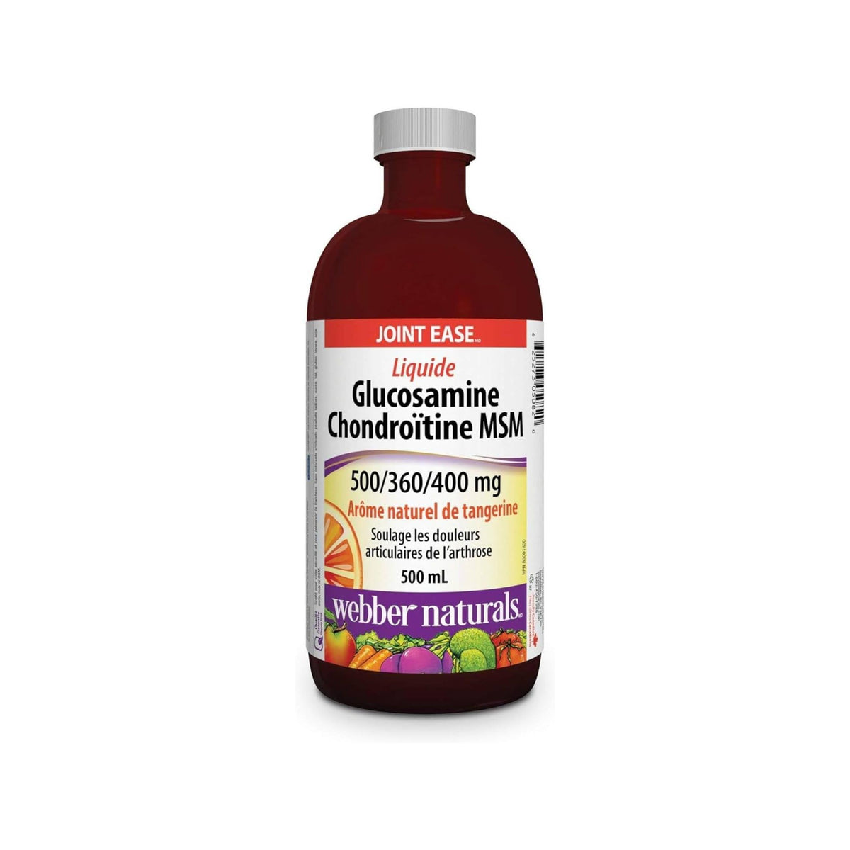Webber Naturals Glucosamine Chondroitin MSM, Liquid, 500 mL, Tangerine Flavour, Helps Relieve Joint Pain Associated with Osteoarthritis, Non-GMO, Gluten and Dairy Free