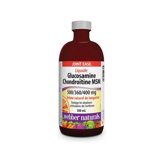 Webber Naturals Glucosamine Chondroitin MSM, Liquid, 500 mL, Tangerine Flavour, Helps Relieve Joint Pain Associated with Osteoarthritis, Non-GMO, Gluten and Dairy Free