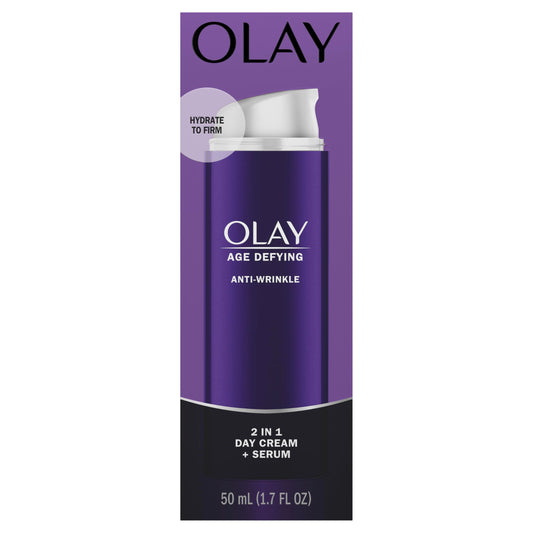 Olay Age Defying Day Face Cream, Anti-Wrinkle 2-in-1 with Face Serum with Vitamin B3, Niacinamide, 50 ml