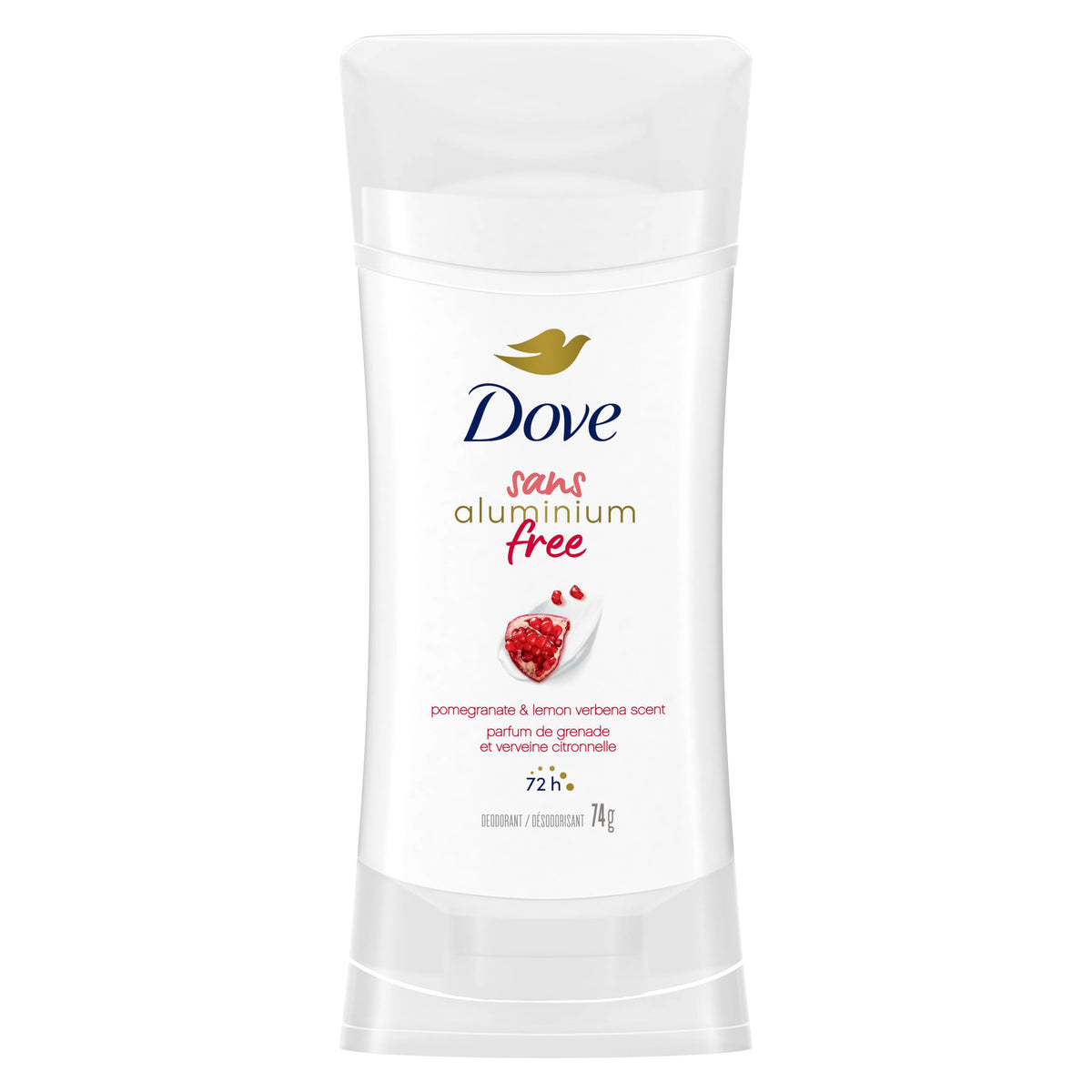 Dove Aluminum Free Deodorant Stick with 1/4 Moisturizers, for 72H Odour Protection, Pomegranate & Lemon Verbana Scent, 74 g