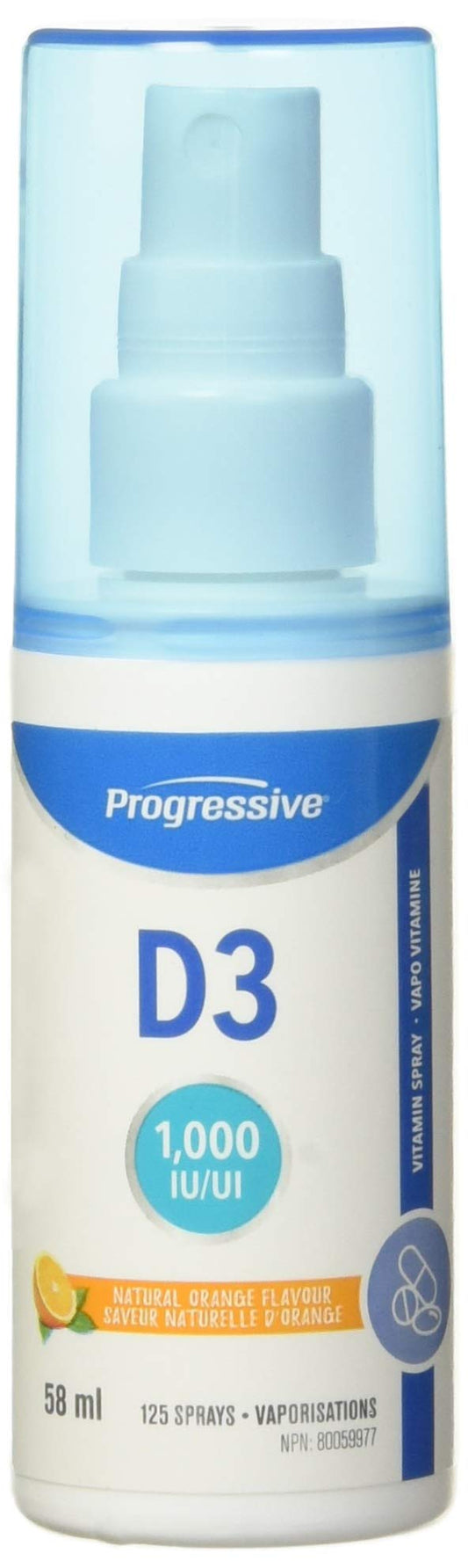 Progressive Vitamin D3 Spray | 1, 000 Iu | Natural Orange Flavour 58 milliliter Natural Orange