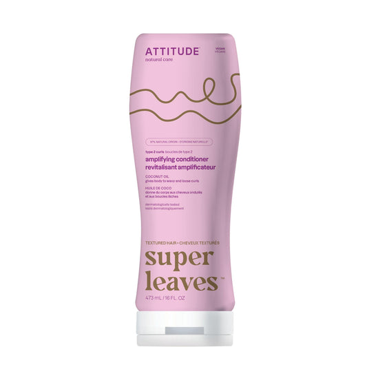 ATTITUDE Amplifying Conditioner for Curly Hair with Coconut Oil, Made in Canada, Vegan Detangler and Naturally Derived Ingredients, 2a, 2b, 2c Curl Type, Gives body to Curls, 473 mL