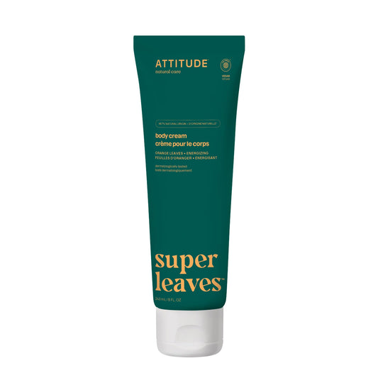 ATTITUDE Body Cream, Made in Canada, EWG Verified Moisturizer, Vegan Moisturizing Products For Dry Skin, Dermatologically Tested, Orange Leaves, 240 mL