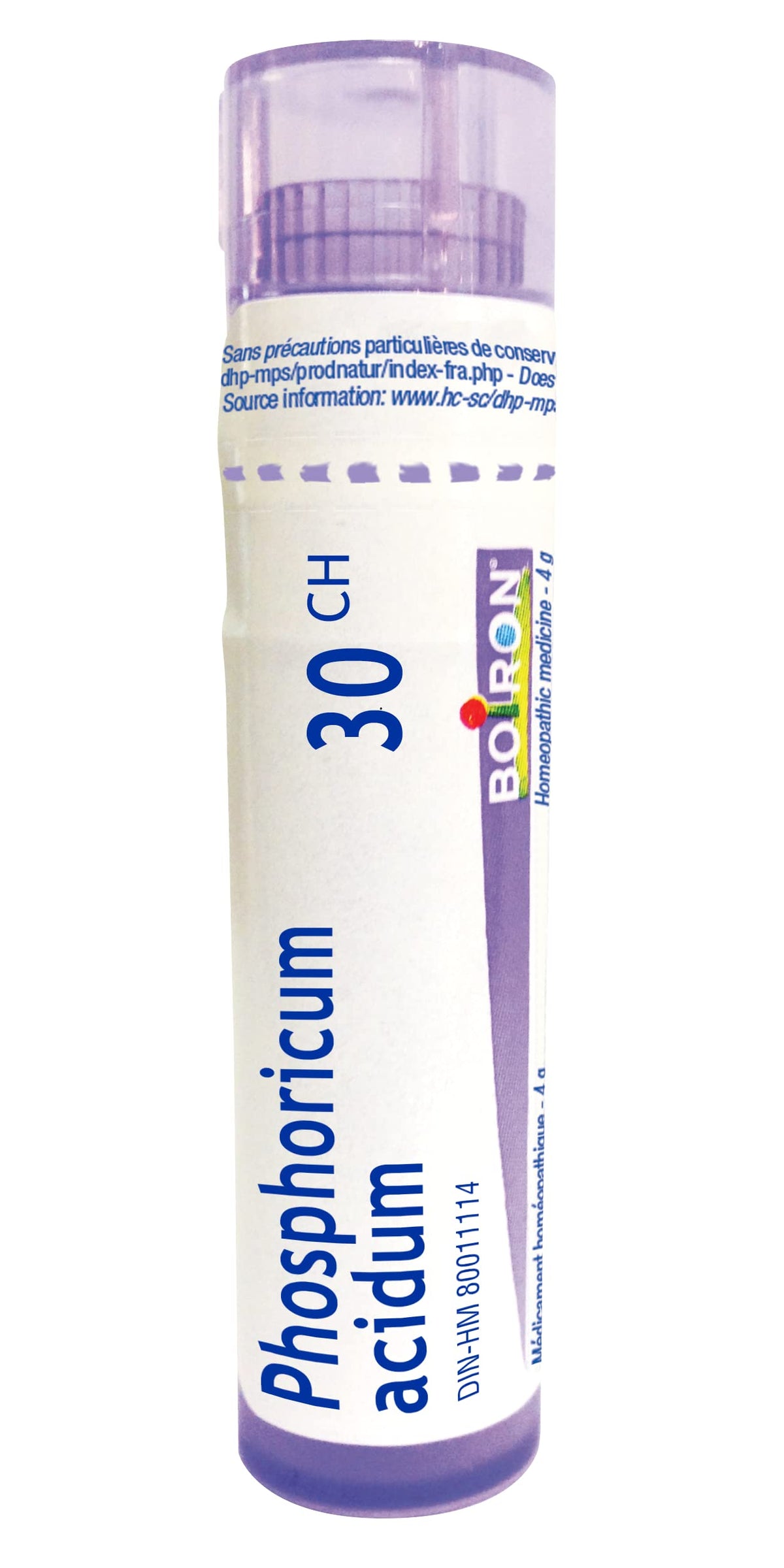 Boiron Phosphoricum acidum 30ch,Homeopathic medicine. Each tube contains 4 g (approximately 80 pellets)