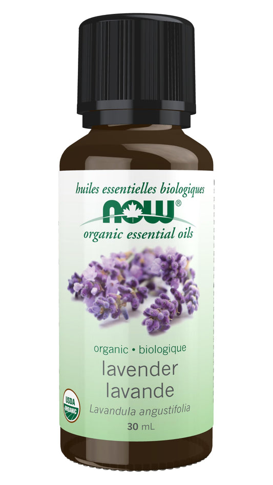 NOW Essential Oils, Organic Lavender Oil, Soothing Aromatherapy Scent, Steam Distilled, 100% Pure, Vegan, Child Resistant Cap, 30mL