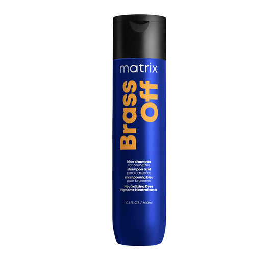 Matrix Brass Off Blue Shampoo, Neutralizes Brassy Orange Undertones, Tones Brunette, Brown & Dark Blonde Hair, Color Depositing, Pigmented Salon Formula, Vegan, Packaging May Vary