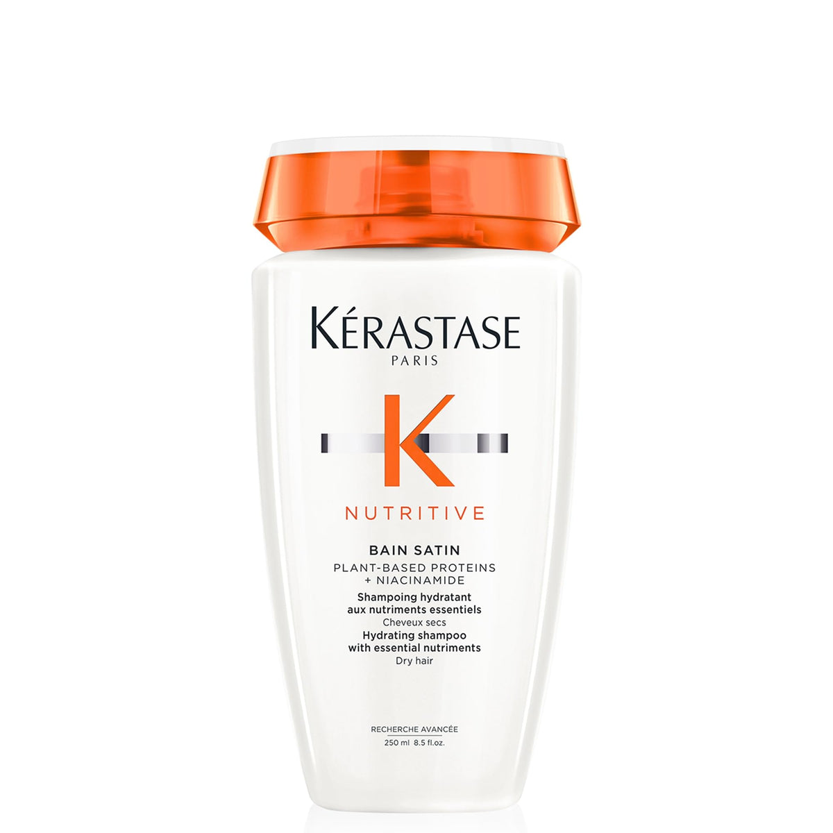 KÉRASTASE Nutritive Gentle Hydrating Shampoo for Dry Hair - Nourishing Protein Formula with Niacinamide, Moisturises, Softness and Restores Thickness and Shine, Bain Satin, 8.5 Fl Oz