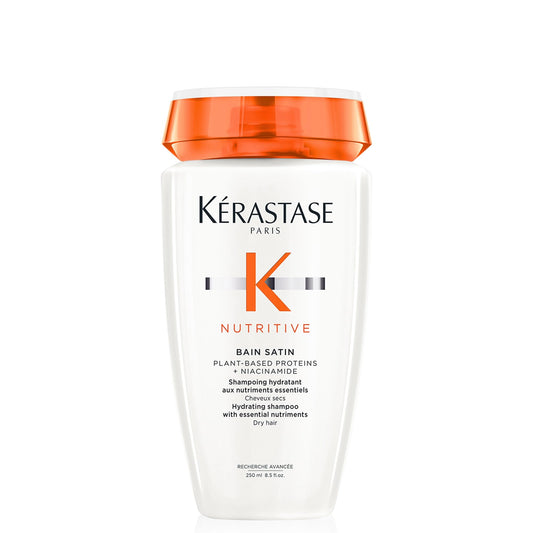 KÉRASTASE Nutritive Gentle Hydrating Shampoo for Dry Hair - Nourishing Protein Formula with Niacinamide, Moisturises, Softness and Restores Thickness and Shine, Bain Satin, 8.5 Fl Oz