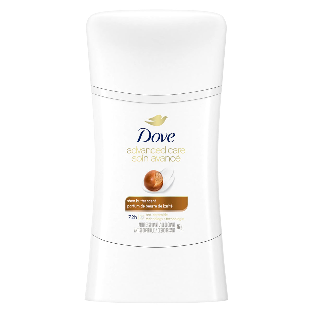 Dove Advanced Care Antiperspirant Deodorant for Women Shea Butter Scent with Pro-Ceramide Technology for Soft, Resilient Skin, 74g