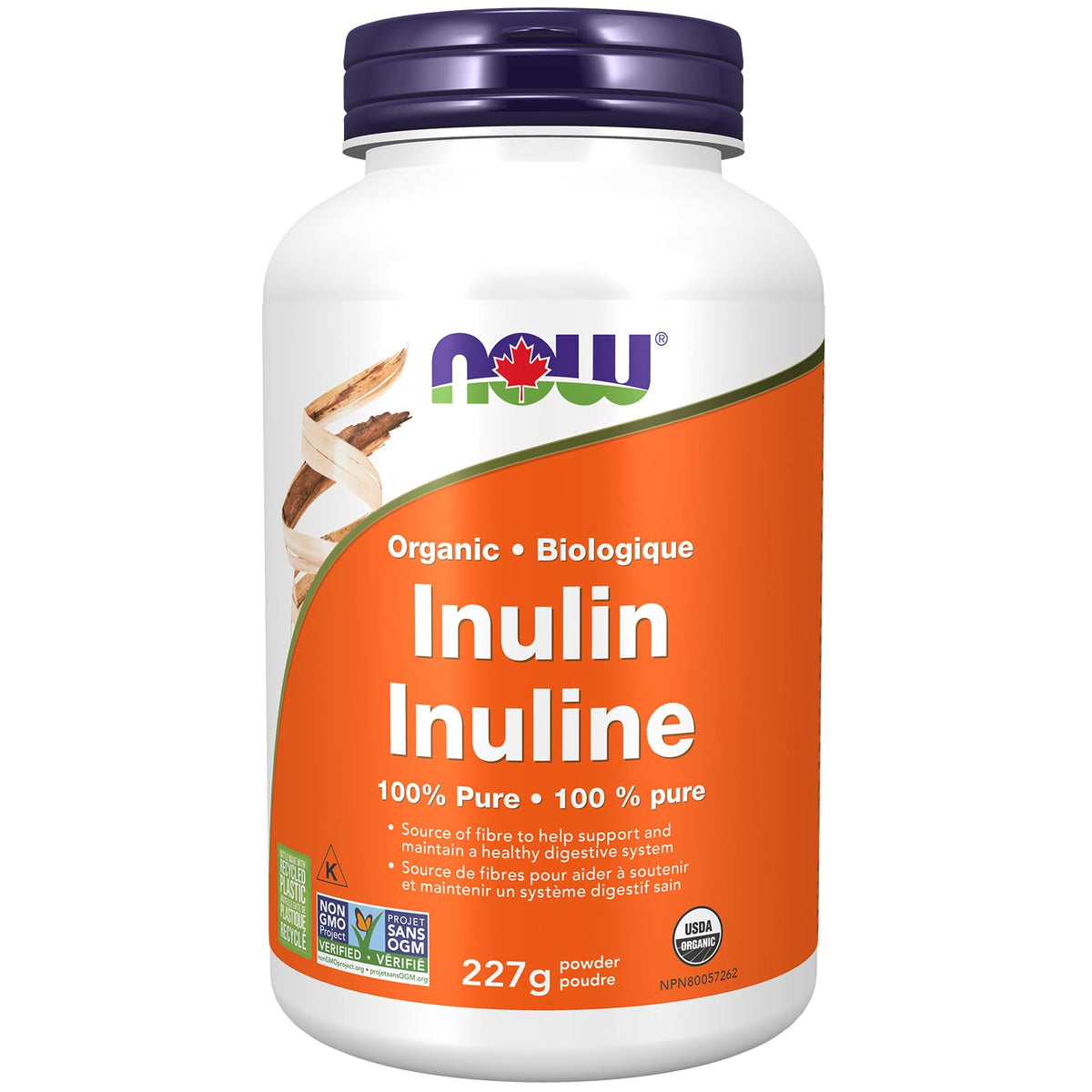 NOW Supplements, Inulin Prebiotic Pure Powder, Certified Organic, Non-GMO Project Verified, Intestinal Support, 8-Ounce