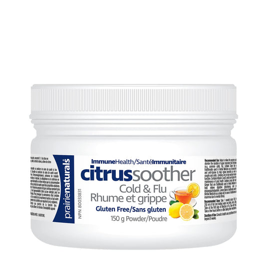 Prairie Naturals Citrus Soother Cold & Flu Hot Immune-Boosting Drink with Elderberry, Zinc, Vitamins D & C, and Lemon Balm - 150 Gram