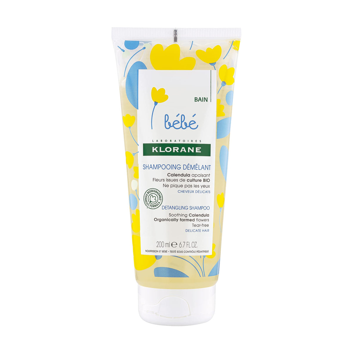 Klorane - Baby Detangling Shampoo with Soothing Calendula - Babies from birth - Delicate Hair, biodegradable - 200ml.