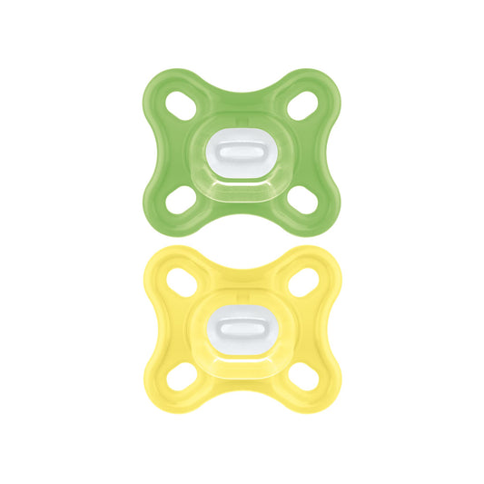 MAM 'Comfort' Design Collection Pacifier for Breastfed Babies (Pack of 2 Pacifiers), MAM Soother with Soft Silicone Nipple, Unisex Baby Essentials, 0-4 months, Green