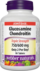 Webber Naturals Glucosamine Chondroitin, Triple Strength, 90 Tablets, Helps Relieve Joint Pain Associated with Osteoarthritis, Non-GMO, Gluten and Dairy Free