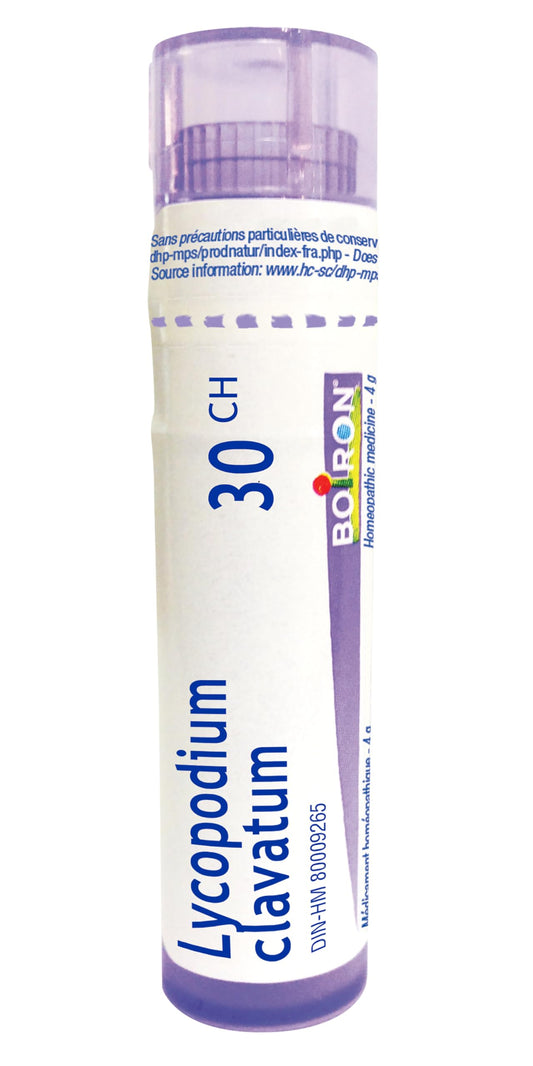 Boiron Lycopodium clavatum 30ch,Homeopathic medicine. Each tube contains 4 g (approximately 80 pellets)