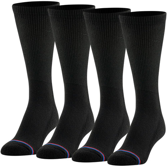 PEDS Women's Diabetic Crew Socks with Non-Binding Top and Cushion Sole 4 Pairs, Black, 10-13