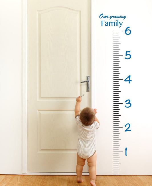 Giant Vinyl Growth Chart Kit | Kids DIY Height Wall Ruler Large Measuring Tape Sticker Number Decal Sticker (Azure Blue, 73x23 inches)