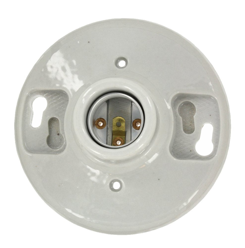 Leviton One-Piece Glazed Porcelain Outlet Box Mount, Incandescent Lampholder, 49875, White