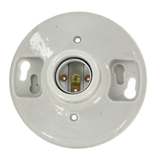 Leviton One-Piece Glazed Porcelain Outlet Box Mount, Incandescent Lampholder, 49875, White