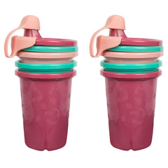 The First Years GreenGrown Reusable Spill-Proof Sippy Cups - Toddler Cups with Straws - Pink/Teal - 6 Count