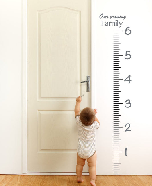 Giant Vinyl Growth Chart Kit | Kids DIY Height Wall Ruler Large Measuring Tape Sticker Number Decal Sticker (Storm Grey, 73x23 inches)
