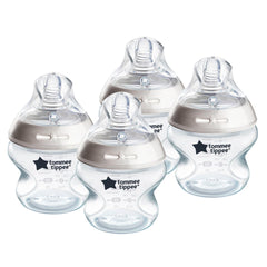 Tommee Tippee Natural Start Baby Bottles, 0m+, Pack of 4, 5oz Baby Bottles, Slow Flow Breast-Like Nipple for Natural Latch, Anti-Colic Valve, Self-Sterilizing and BPA Free, Baby Feeding Essentials